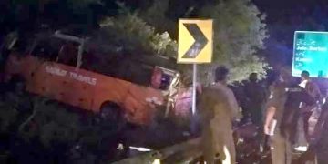 12 passengers killed, 25 injured as speeding bus overturns near Burhan Interchange