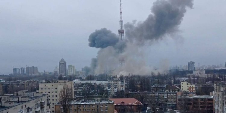 Russian airstrike hits Kyiv TV tower, cuts broadcasts